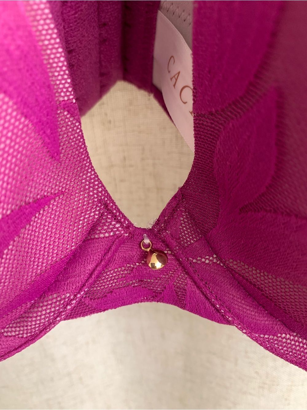 Cacique Invisible Lace Back Smoother Boost Plunge Bra Purple Wine 44B - Picture 6 of 11
